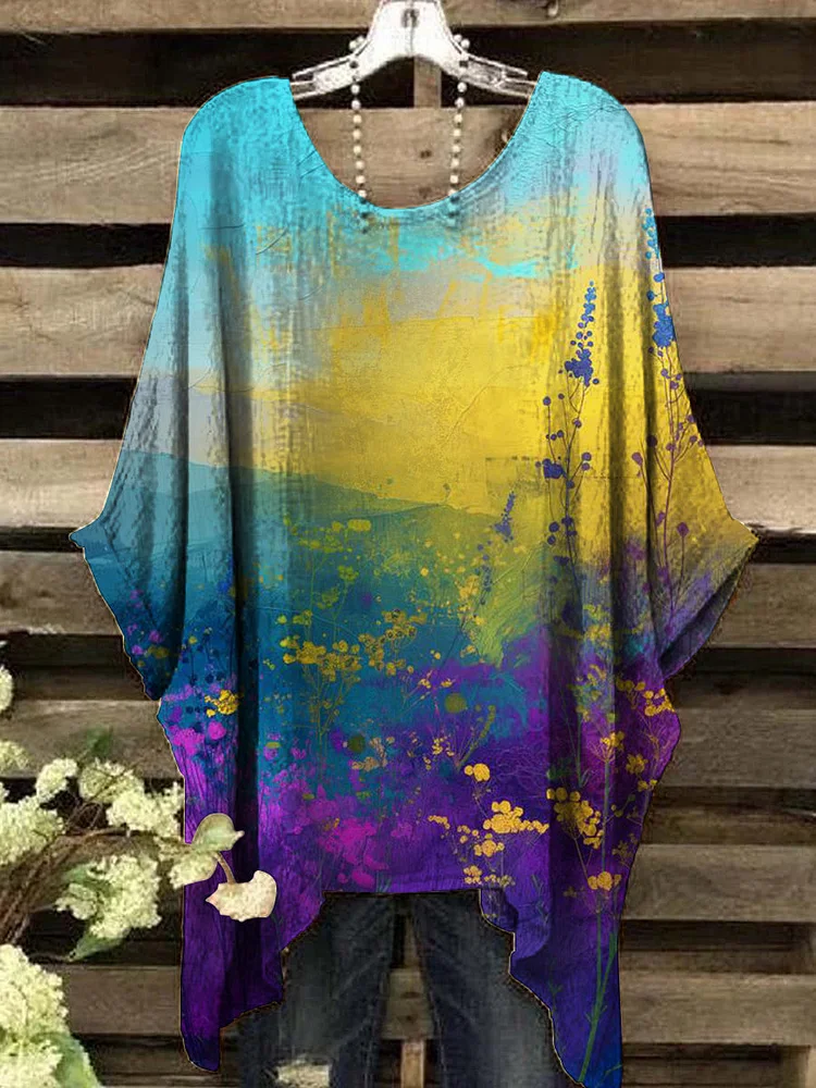 Women's Abstract Painting Print Top