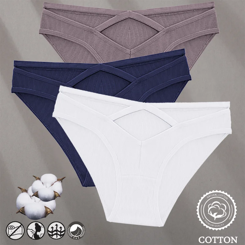 Billionm Women Sexy Cotton Underwear V-Waist Hollow Out Panties Briefs Solid Color Intimates Lingerie Female Comfortable Panty
