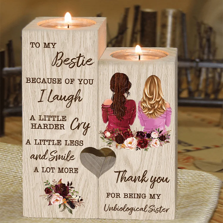 To My Bestie -Thank You for Making Me Laugh - Wooden Candle Holder