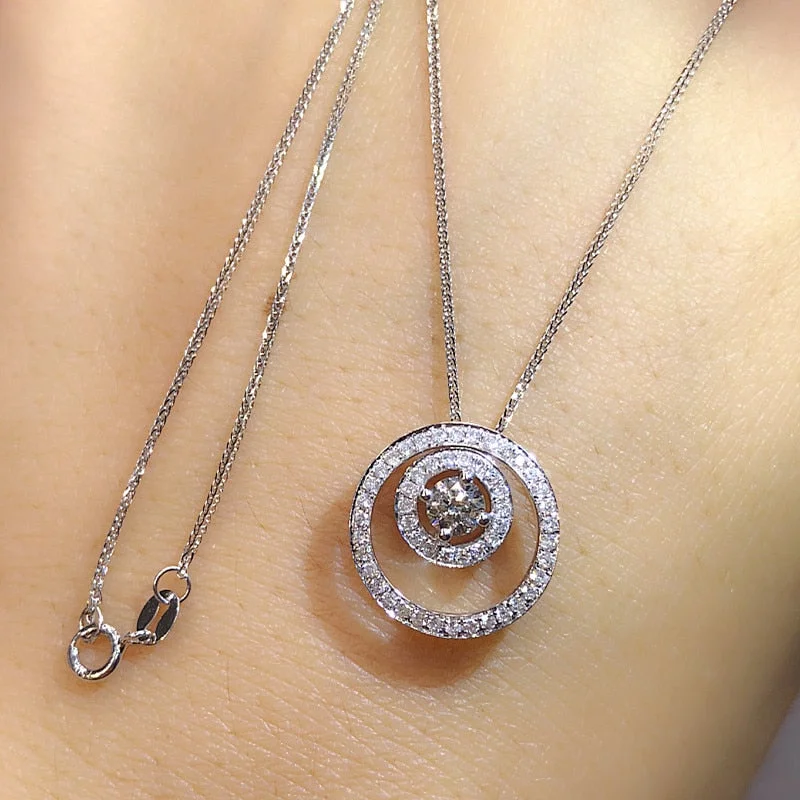 Dazzling Circle Pendant Necklace Women Fashion Luxury Bridal Wedding Necklace Versatile Girls Neck Accessories Jewelry