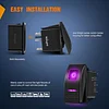 Nilight 3 Pack Rocker Switches with Night Glow Stickers On Off 5 PIN SPST LED Switch Pinkish Purple Backlit 12V/24V for Cars Trucks RVs Boats Auto Motorcycles