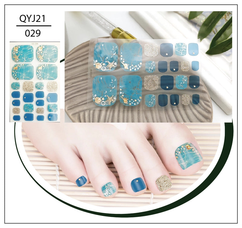 Explosions Foot Nail Stickers Summer Toenail Stickers Bronzing Imitation Diamond Nail Stickers Waterproof Foot Stickers