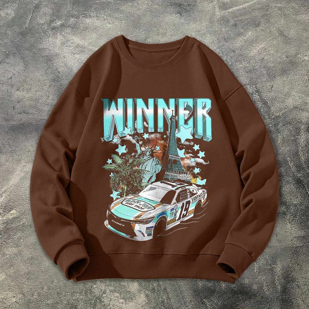 Stylish Vintage Crew Neck Racing Sweatshirt