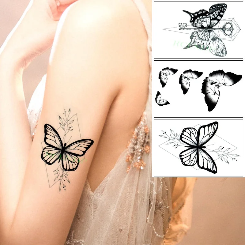 Waterproof Temporary Tattoo Sticker Butterfly Fake Tatto Flash Tatoo leg Arm hand foot tatouage for Girl Women lady