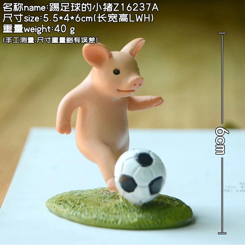 Creative Sports Pig Ornaments Exercising Simulation Animal Figurine Cute Doll Decorations Hand-made Birthday Gifts Resin Craft