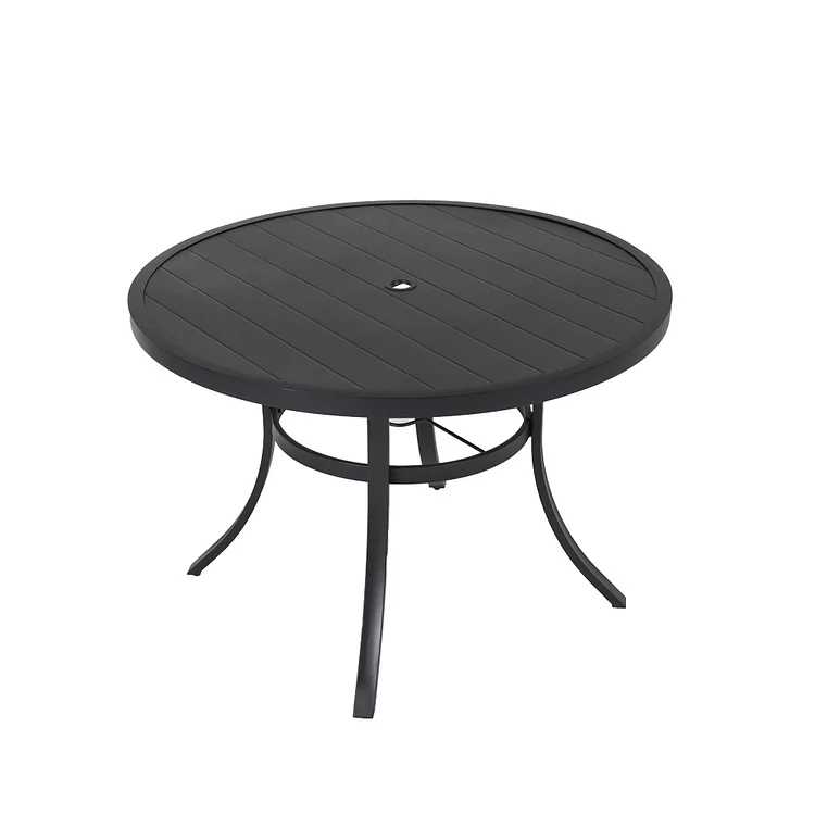 Grand Patio Outdoor 42'' Metal Dining Table Round with 1.5“ Umbrella Hole, Rust-Free Steel Picnic Table