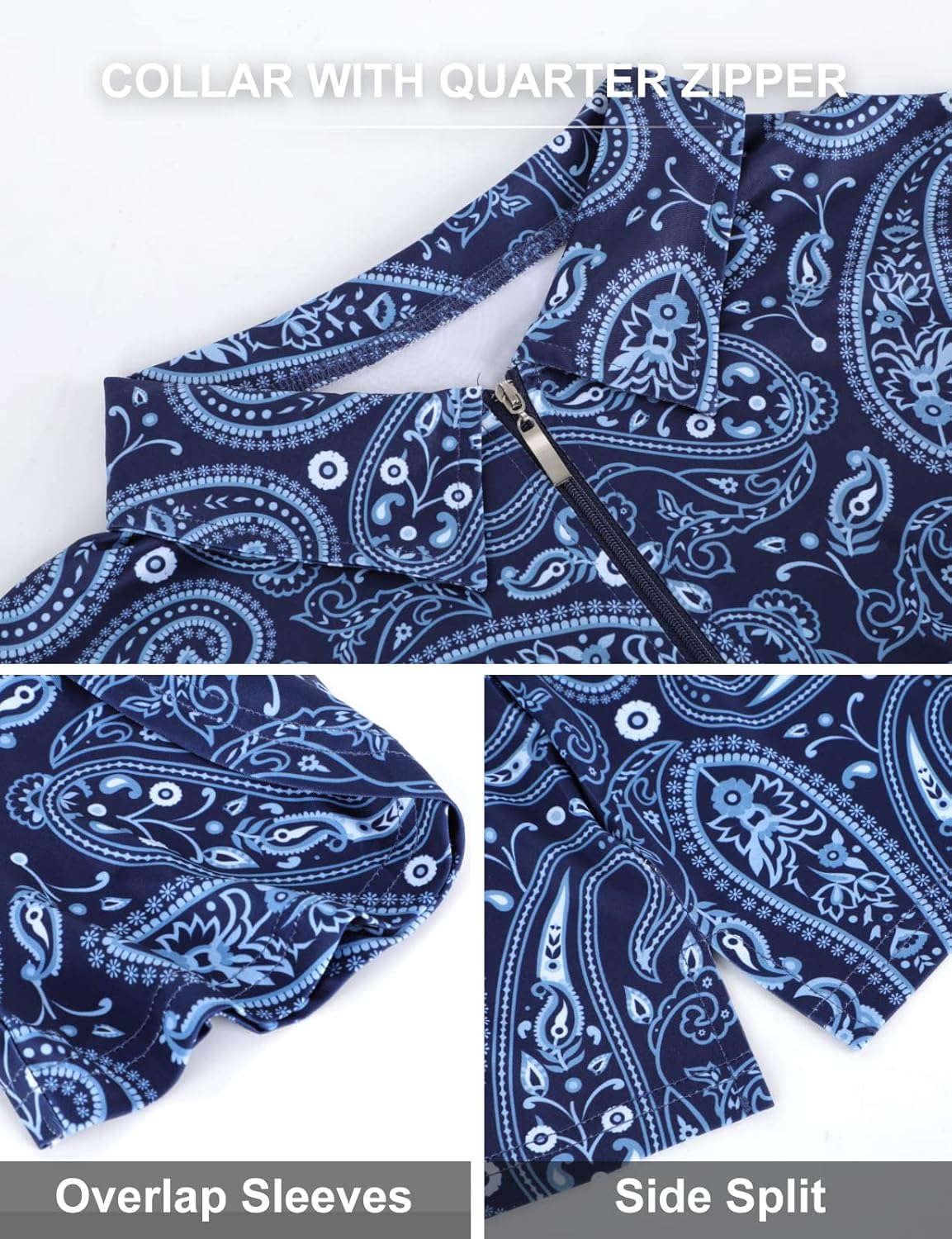 Womens Golf Polo Shirts 1/4 Zip Up Overlap Short Sleeve Quick Dry Workout Tops