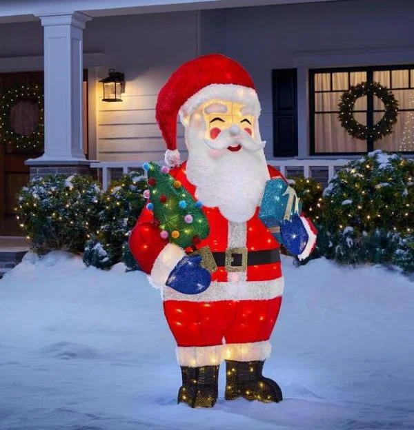 🔥kukelife🔥Christmas-5 ft warm white led santa and present