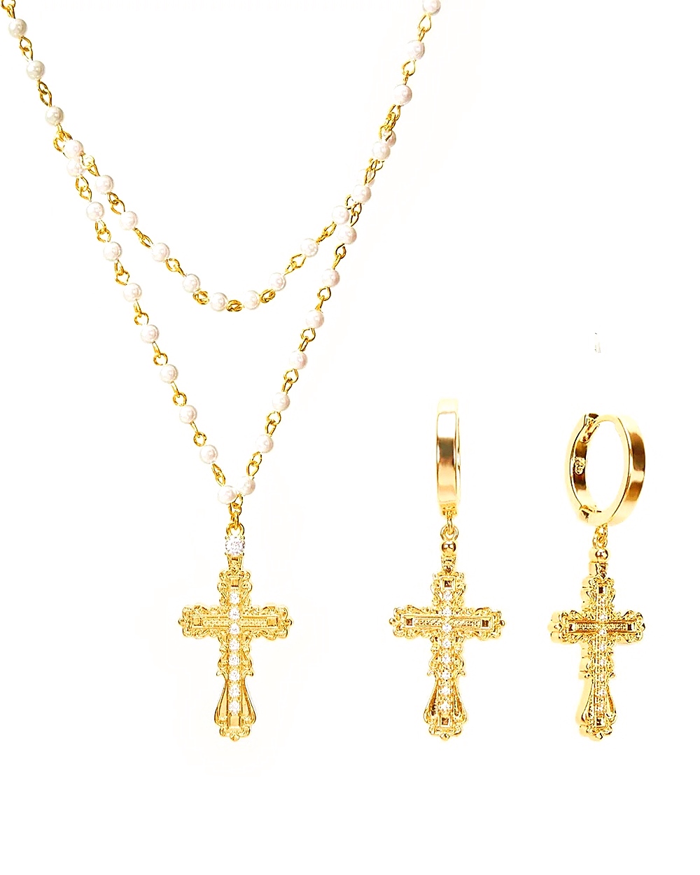 Everette Cross Jewelry Set in Gold