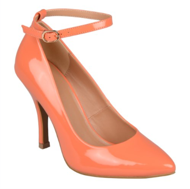 Custom Made Orange Patent Ankle Strap Stiletto Heels Pumps Vdcoo