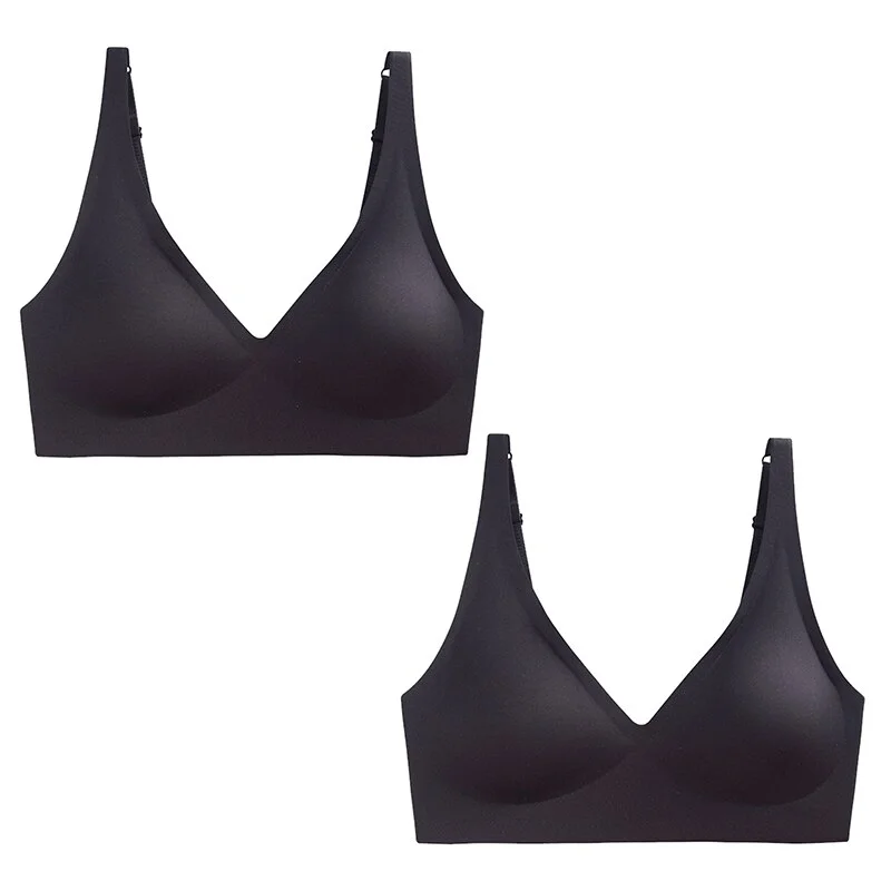 Billionm 2PCS Plus Size Sexy Seamless Bras For Women Wire Free Underwear BH Push Up Bralette With Pad Vest Top Soft Bra Brassiere Lingeri
