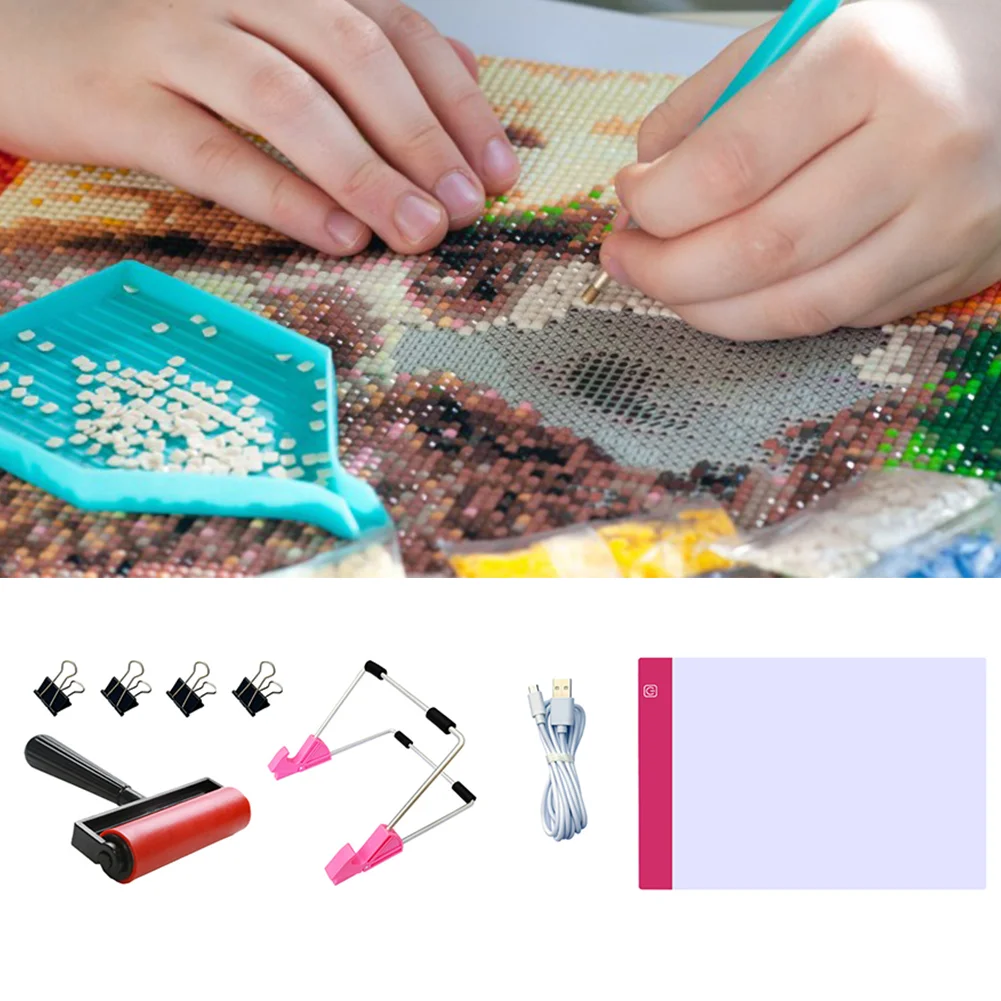 Diamond Painting A4 LED Light Pad LED Drawing Board Copy Board Tools (Pink)