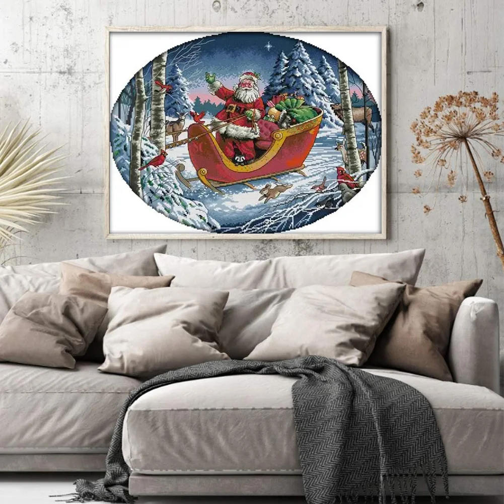 DIY Stamped Cross Stitch 14CT Partial Embroidery 53*44cm - Santa Claus
