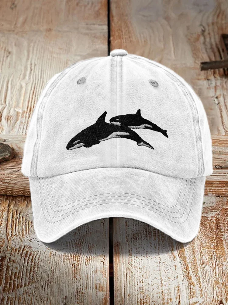 Killer Whale Embroidered Art Graphic Casual Cap