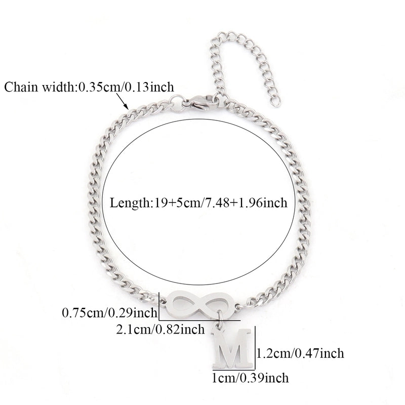 Casual Minimalist Classic Style Letter Infinity 201 Stainless Steel 304 Stainless Steel Cuban Link Chain Curb Chain Bracelets In Bulk