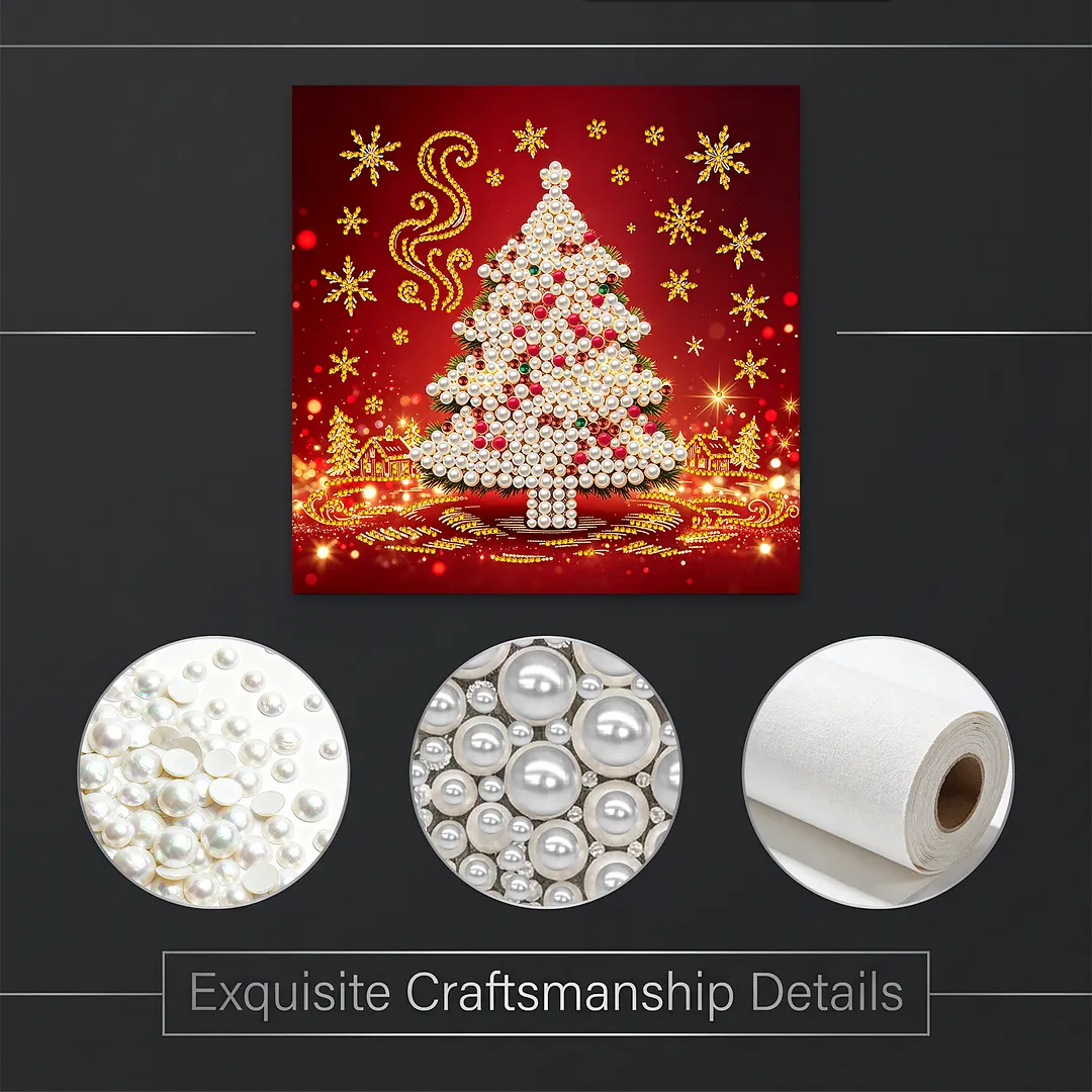 Tree DIY Pearl Painting Bead Art Kit Frameless Canvas 30x30cm
