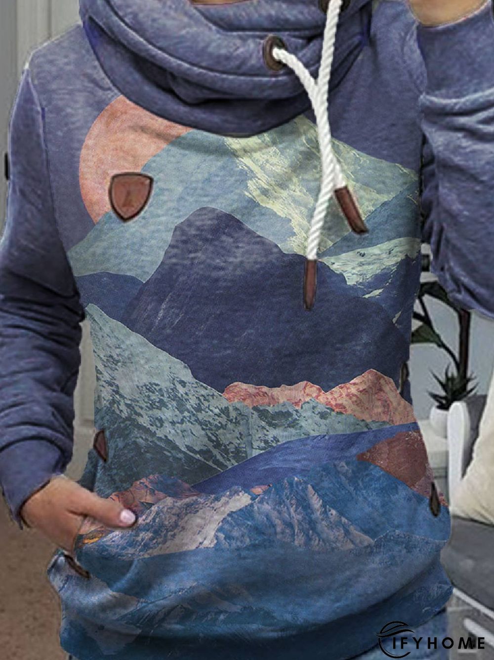 Multicolor Floral-Print Casual Geometric Hoodie Sweatshirts | IFYHOME