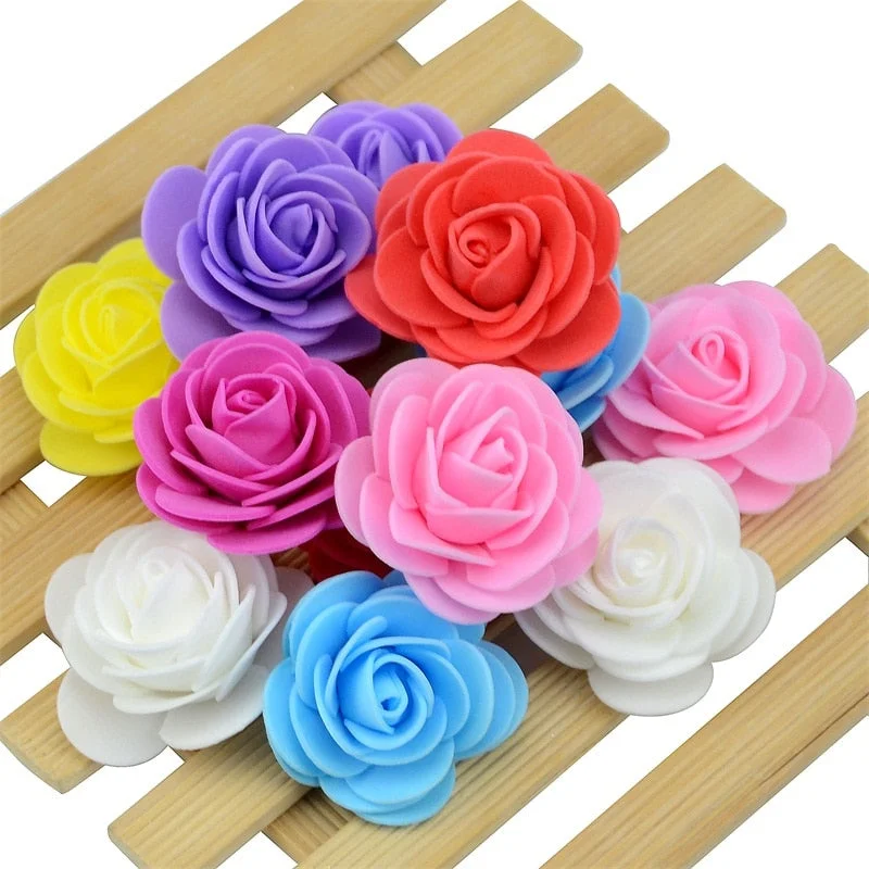 20PCS/lot 4cm Thicker Artificial PE Foam Rose Flower Heads  Wedding Home Decoration For DIY Handmade Flower Ball Party Supplies