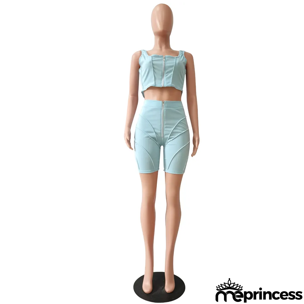 Fashion Splicing Sling Sports And Leisure Two-Piece Suit