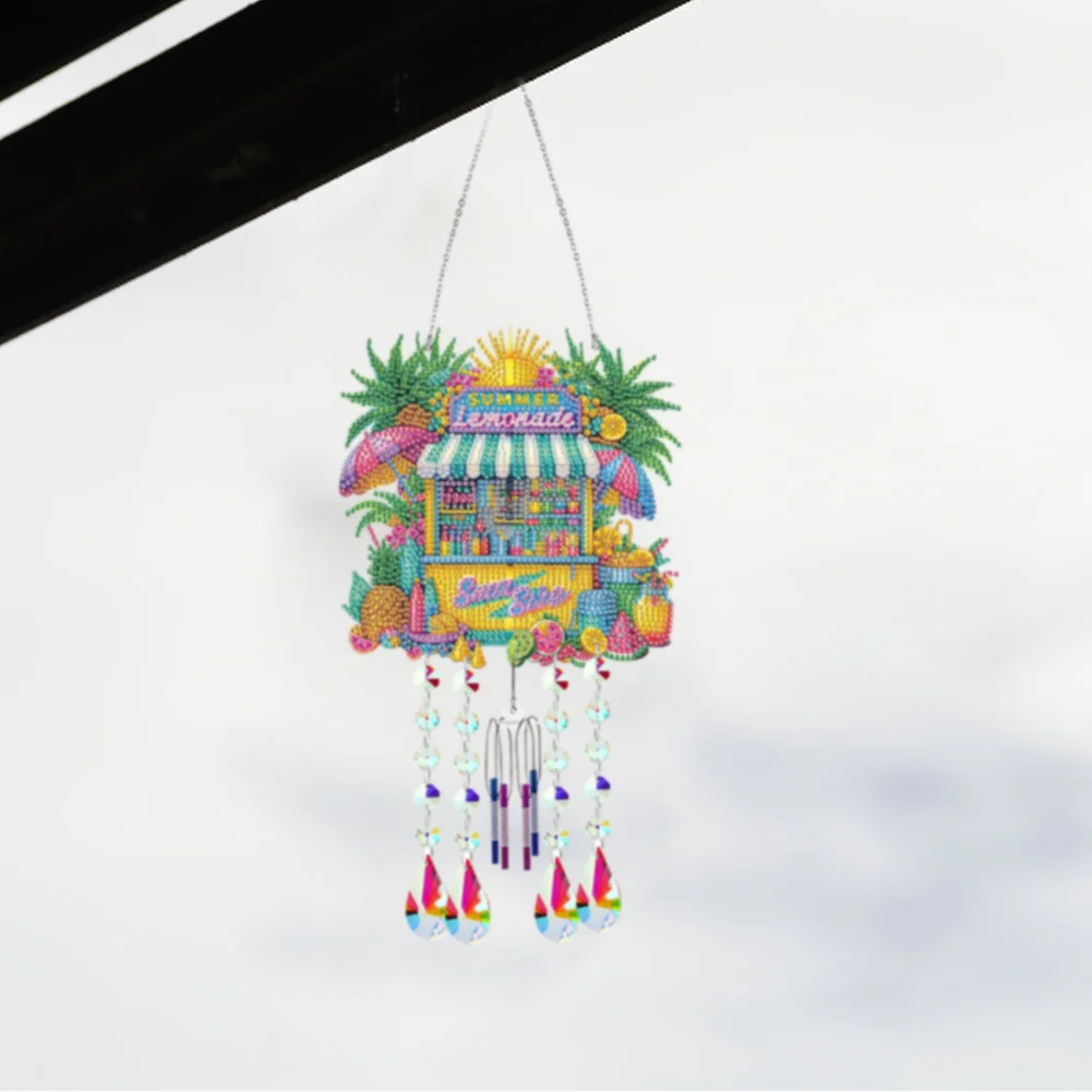 Double Sided Soda Shop 5D DIY Diamond Art Painting Wind Bell Hanging Sign Decor