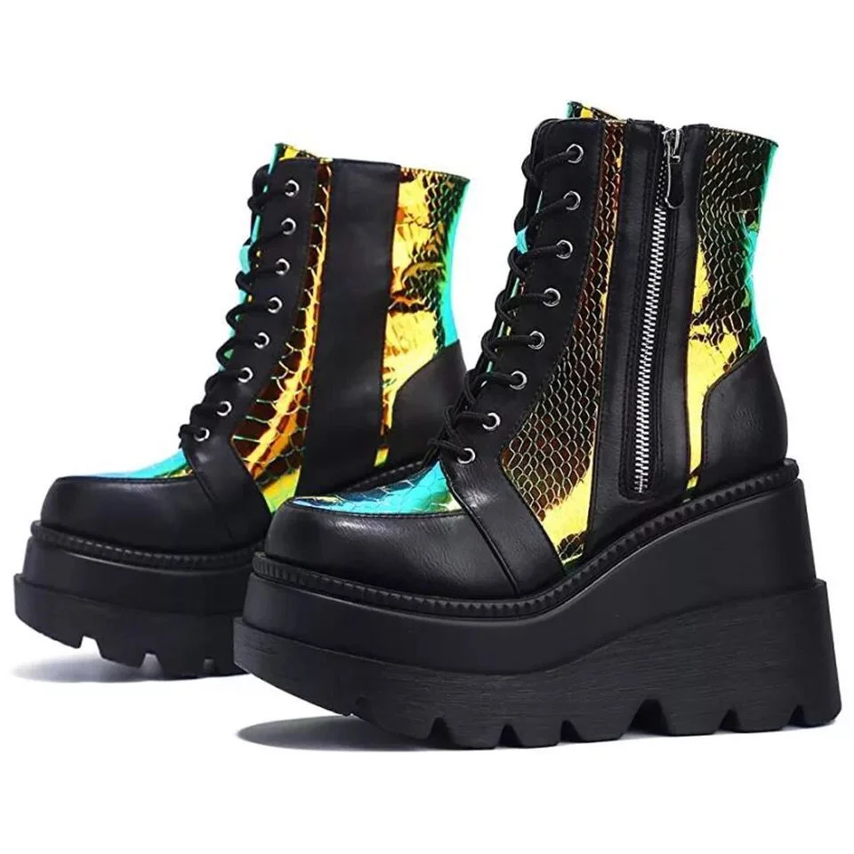 Yyvonne Autumn And Winter New Tape With Thick Bottom Mid-Sleet Boots Women's Taizhou Bright-Faced Low-Bush Martin Boots