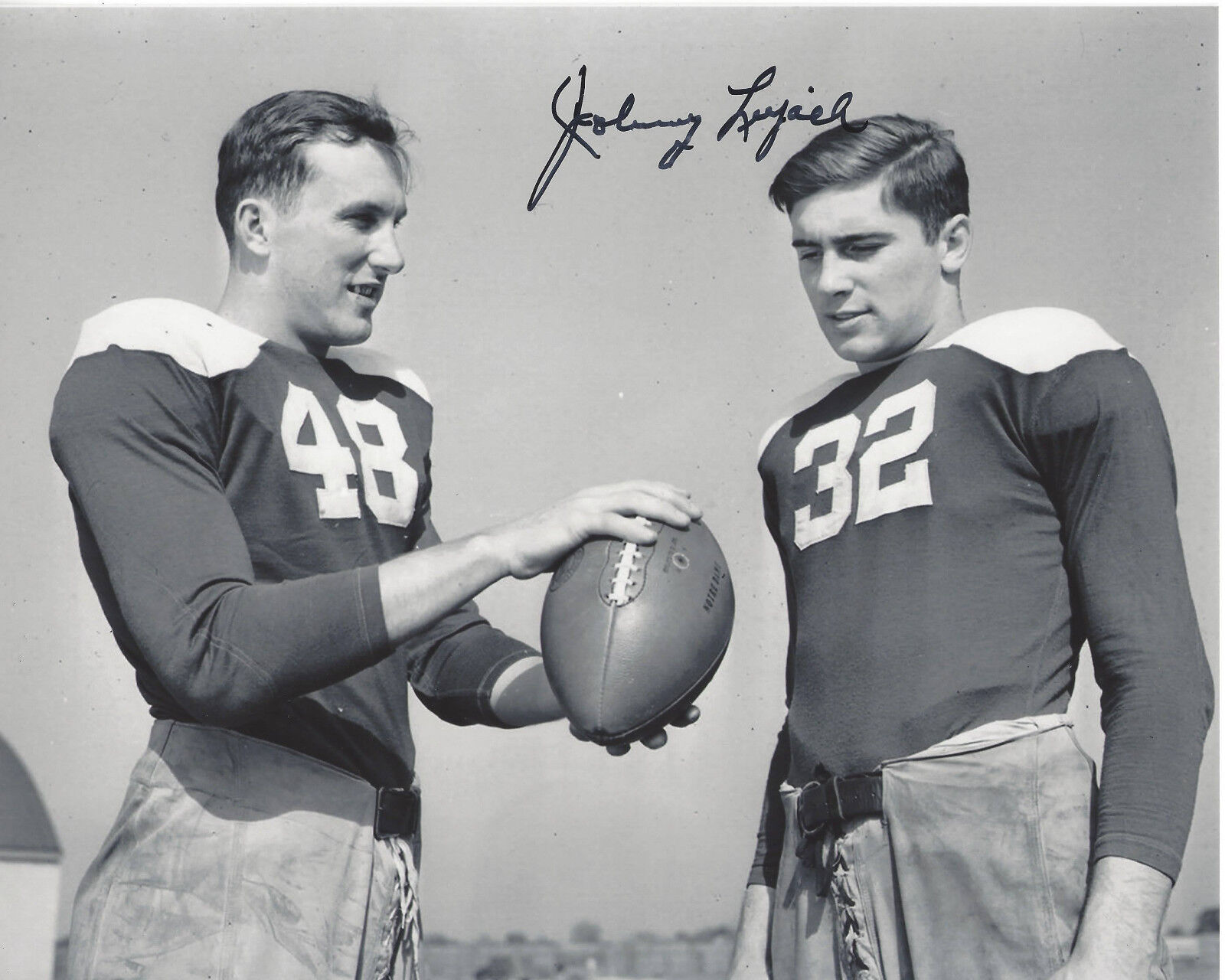 JOHNNY LUJACK NOTRE DAME IRISH 1947 HEISMAN SIGNED AUTHENTIC 8X10 Photo Poster painting D w/COA