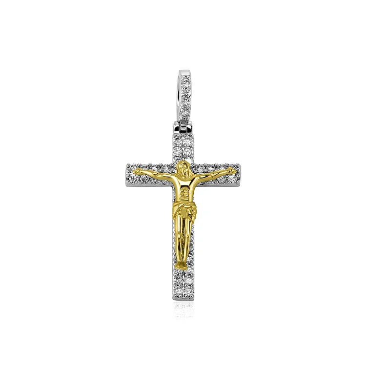Zircon Paved Jesus Cross Necklace