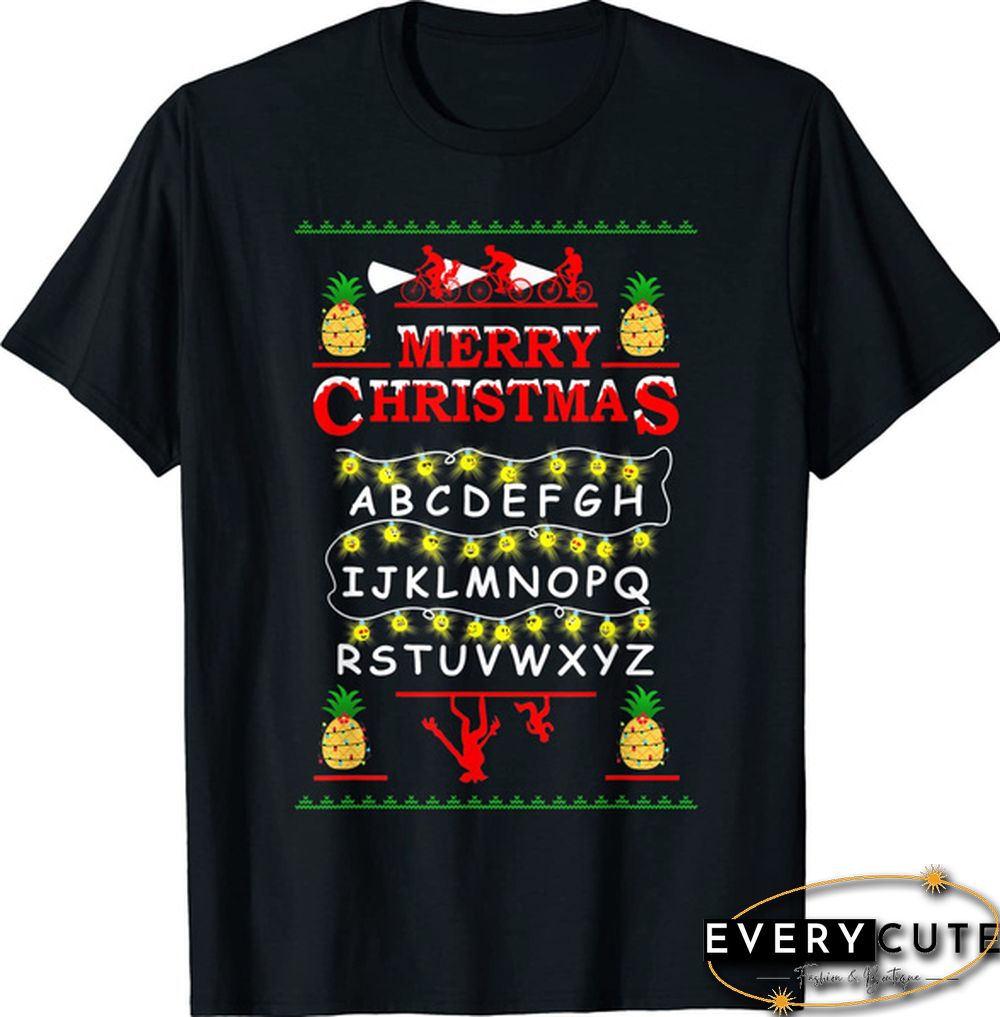 Xmas Things Pineapple Upside Down Mele Kalikimaka Stranger T-Shirt