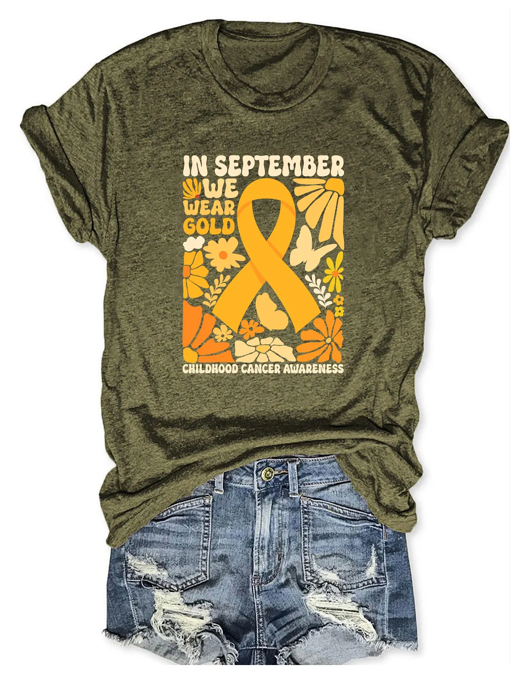In September We wear Gold Childhood Cancer Awareness T-shirt