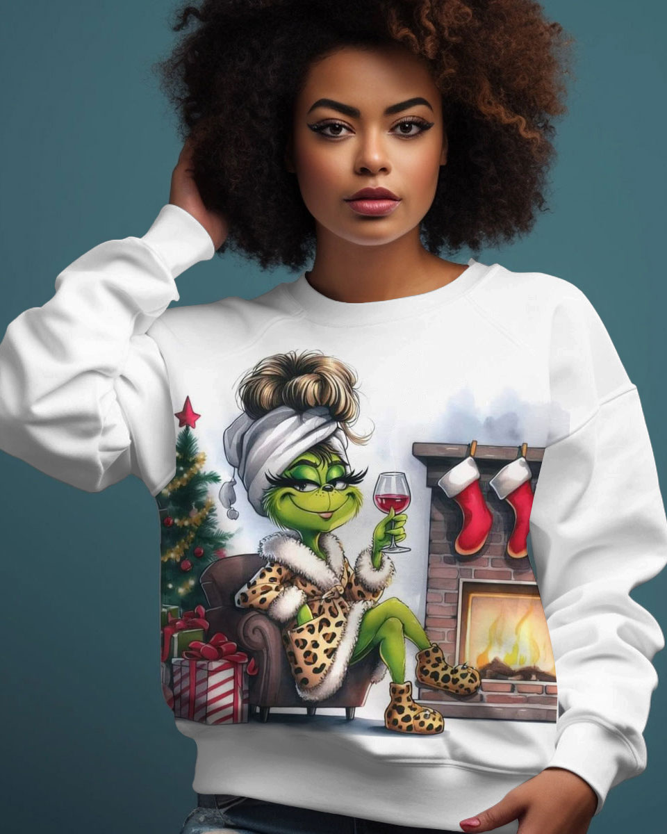 Christmas Cartoon Funny Girl Crewneck Sweatshirt