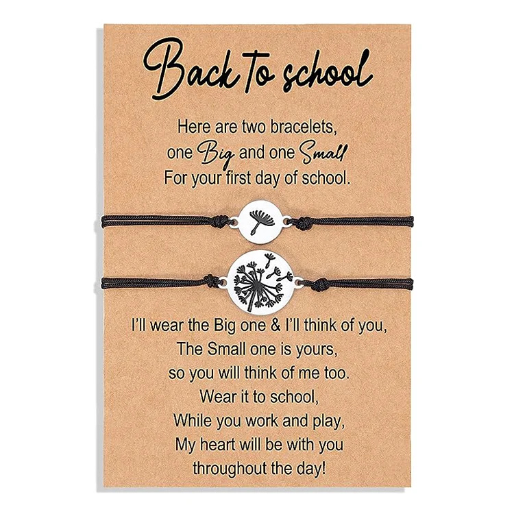 2 Pcs Back To School Dandelion Adjustable Bracelets, Bracelet Gift With Gift Card Set For Kids