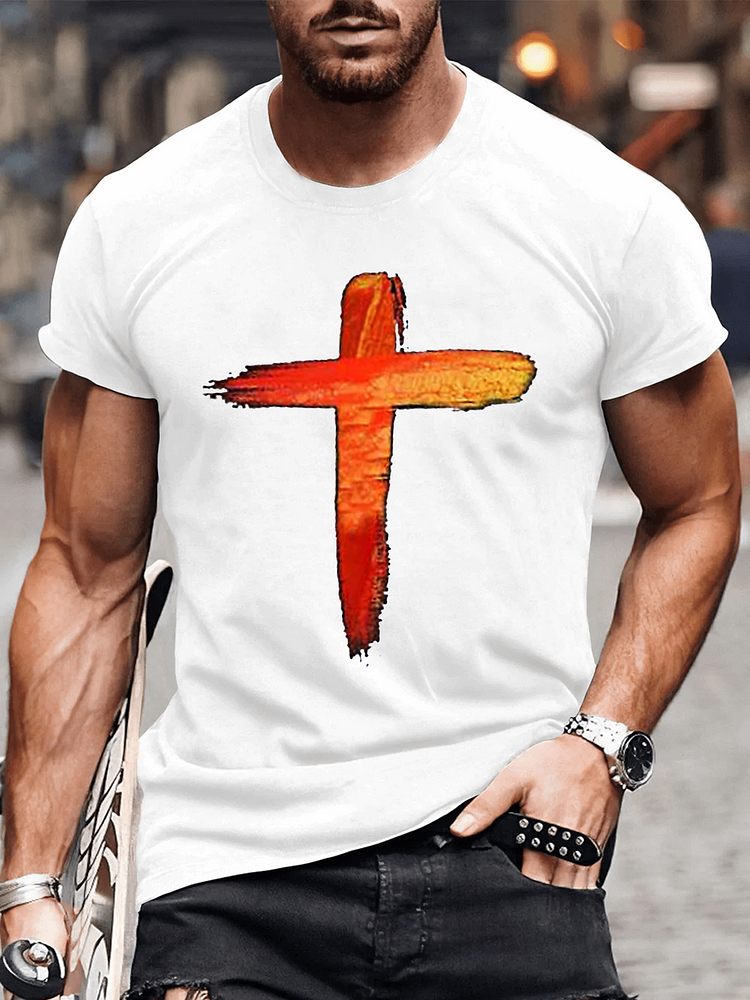 Cross Cotton Crew Neck T-Shirt - 5