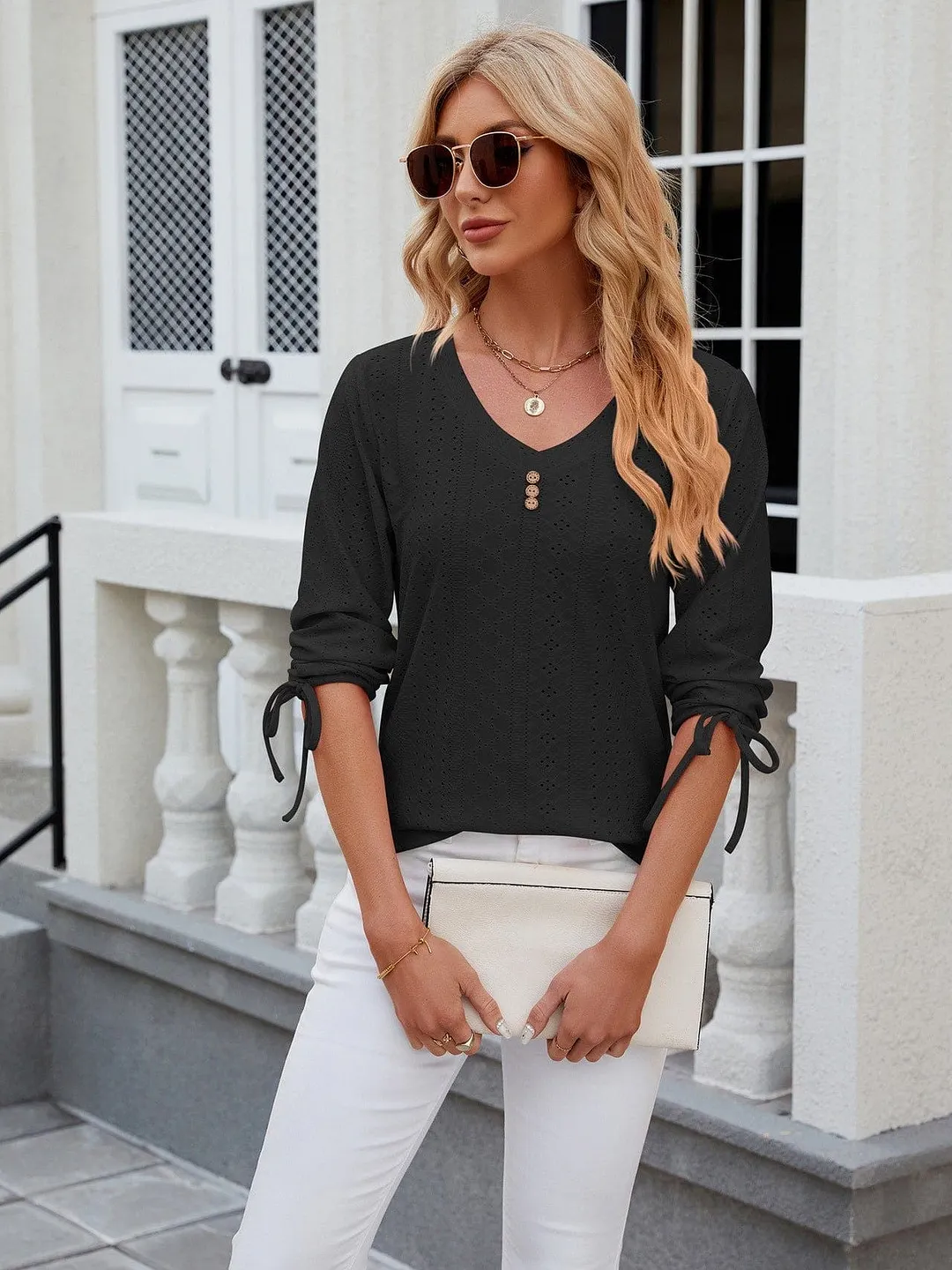 Grey Ribbed Knit Top with Short Sleeves