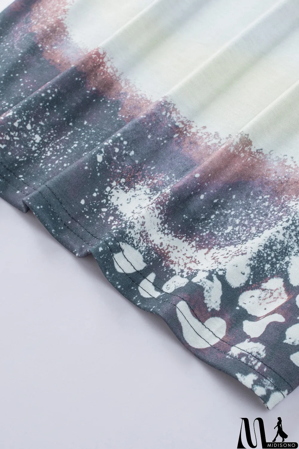 MidiSono - Blank Apparel - Multicolor Crew Neck Bleached Tie-dye Basic Tee