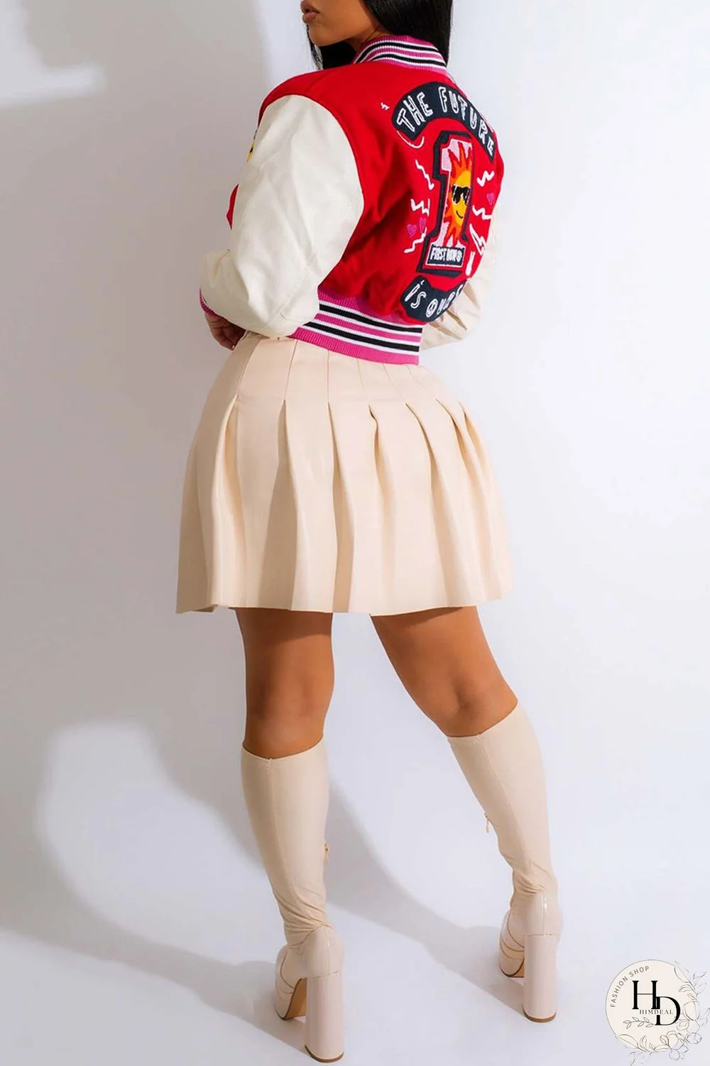 Blue Casual Print Patchwork O Neck Outerwear