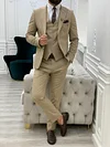 Lambrusco Cream Slim Fit Peak Lapel Striped Suit