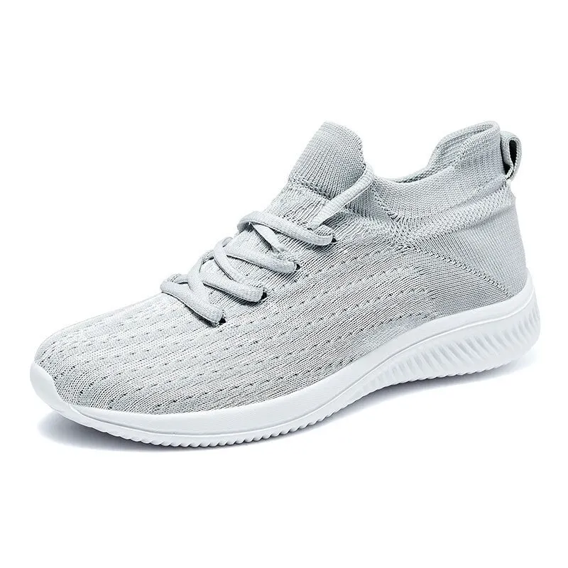 Fashion Light Walking Shoes For Men Weave Slip-on Sneakers Lace Up Breathable Casual Sock No-slip Male Confort Mesh Sport Shoes