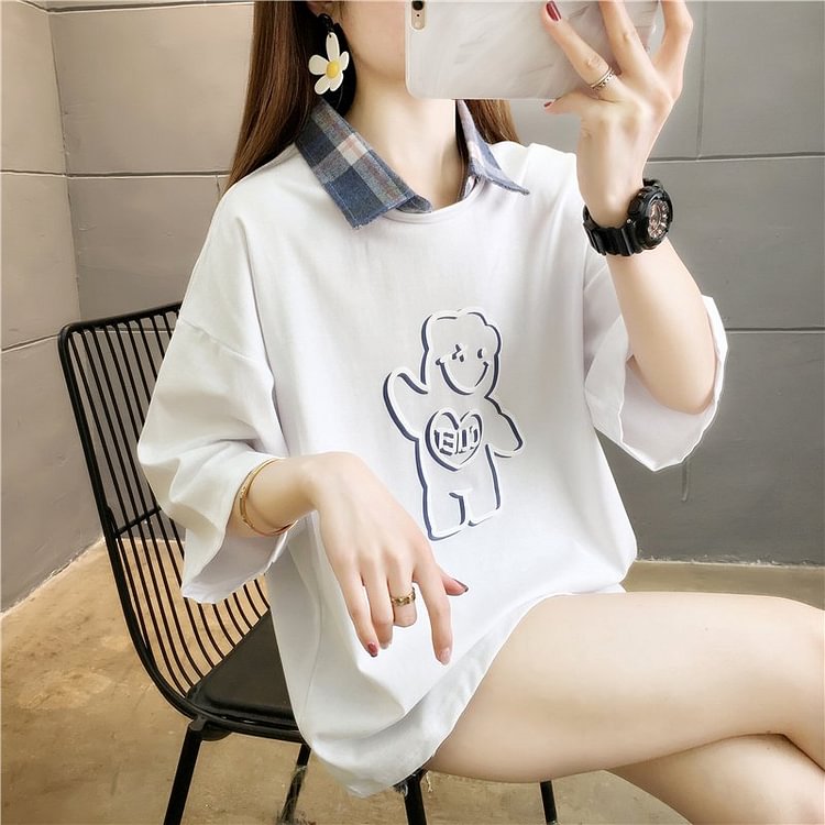 Casual Short Sleeve Cartoon Shirts & Tops