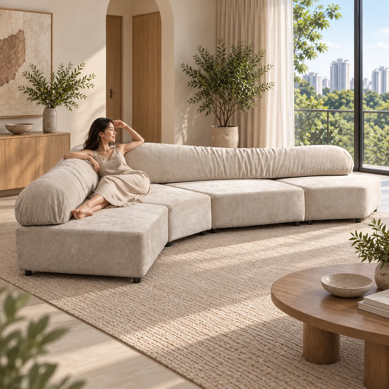 Rock Asymmetric Sectional Sofa - Ivory — Scale & proportion