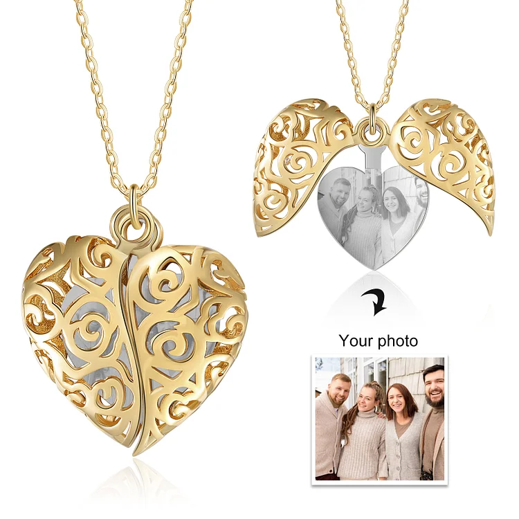 Personalisierte Herzförmige Halskette, Personalisierte Foto Halskette Graviert, Offenbar Foto Anhänger