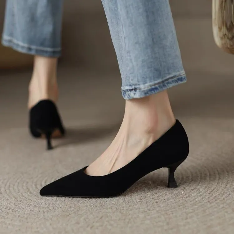 Churchf Churchf High Heels Female Spring 2024 New Korean Version Sexy Pointed Head Shallow Mouth Temperament Fine Heel Black Work Single Shoes