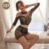 Churchf Night Vows Transparent Lingerie Free From Temptation Sexy Black Open Stockings Women Passion Body Net Uniform Pajamas