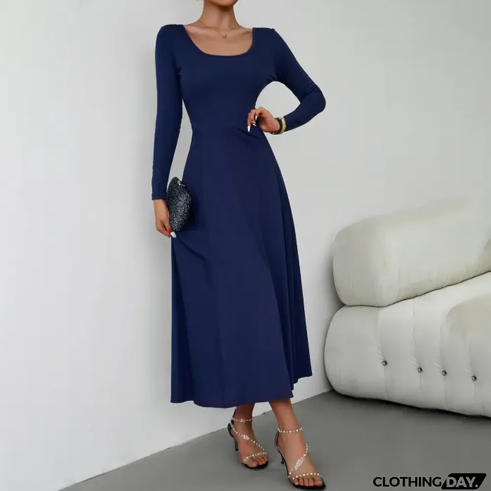 Women's Elegant Waist Long Sleeve Dress