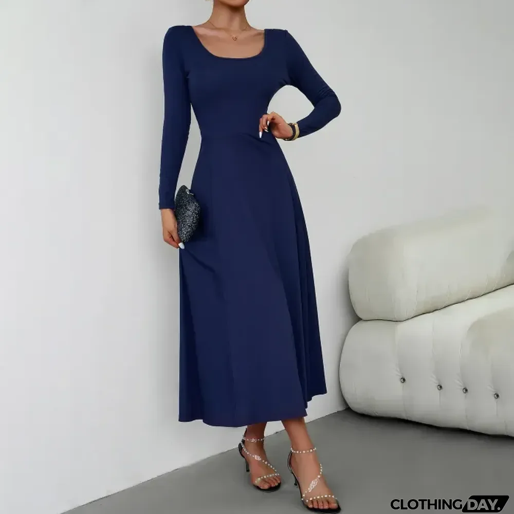Women's Elegant Waist Long Sleeve Dress