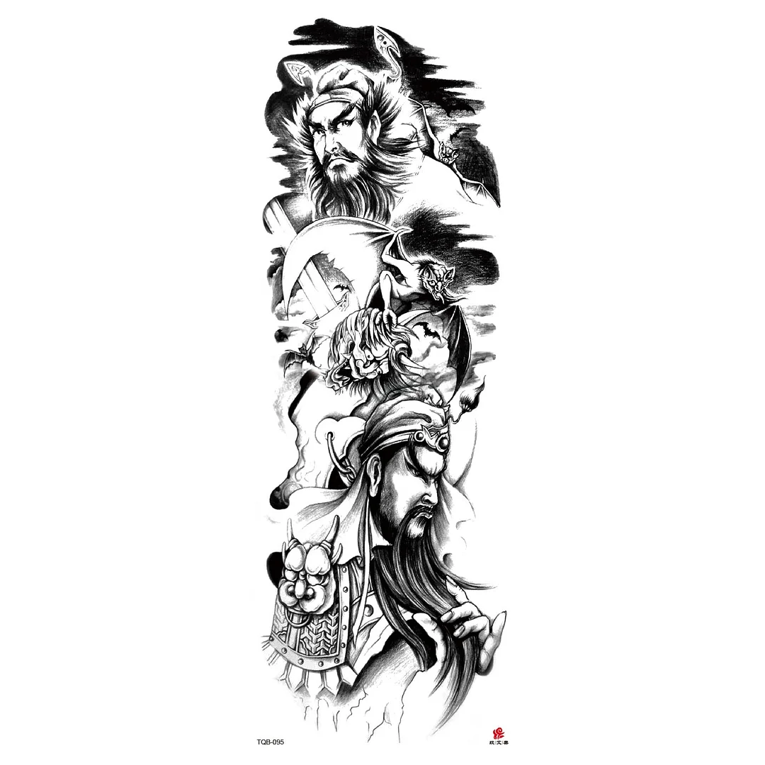 Full Arm Temporary Tattoos Sleeve for Men Women Realistic Fake Tatoo Warrior Lion Mechanical Skull Wolf Rose Tatto Sticker Totem