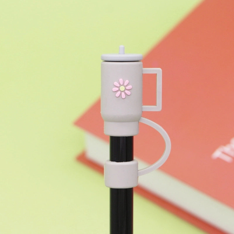 5 Pieces Silicone Straw Cap Flower Cartoon Baiyun Cup Straw Protective Cover Dust Plug 10mm