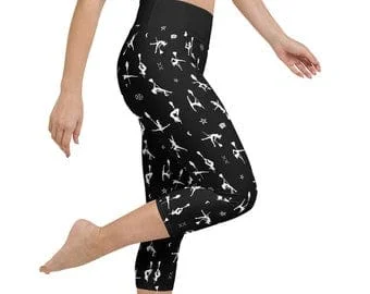 Pornhint Black Pole Dancing Witch All Over Print Leggings Occult Pentacle Witchy