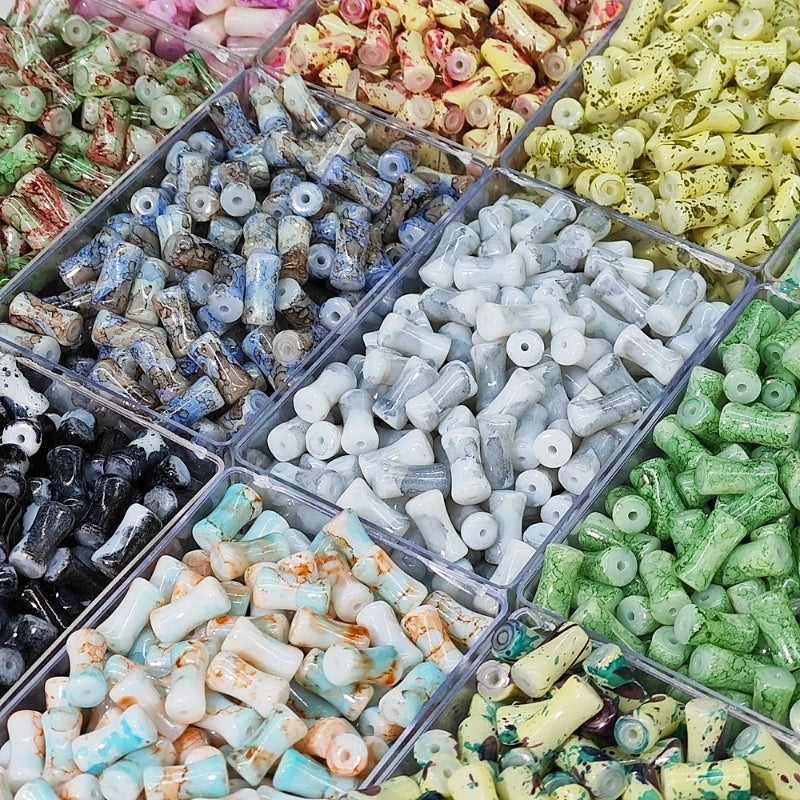 50 PCS/Package 4*8mm 6 * 12mm Glass Bamboo Beads