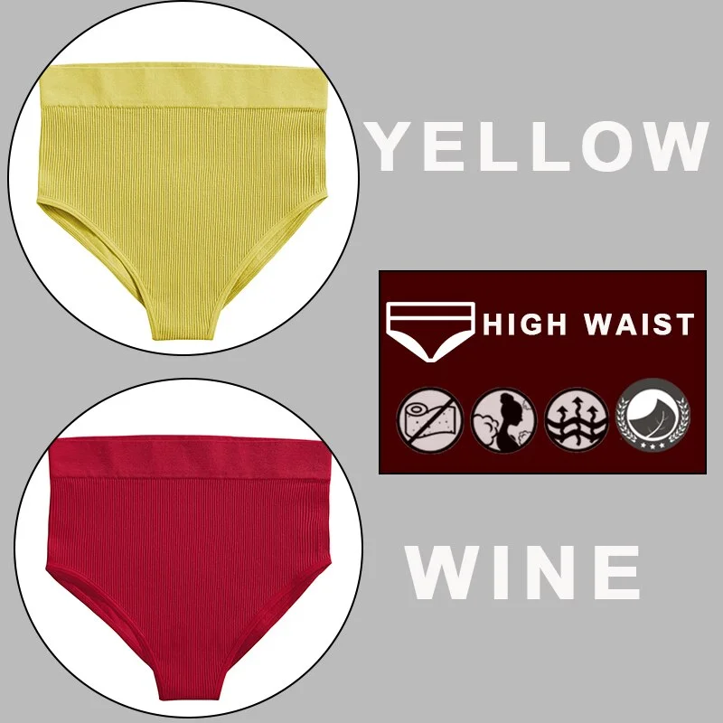 FINETOO 2PCS/Set Sexy Women Panties Underwear 10 Solid Colors Underpants For Girls High Waist Bodyshaper Briefs Seamless Pantys