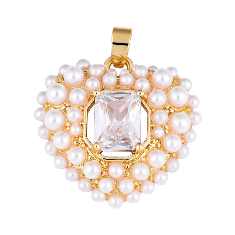 1 Piece Copper Zircon Four Leaf Clover Round Heart Shape Pendant Jewelry Accessories